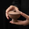 Hand-pinching rocha barro grés pé alto Tampa tigela artesanal antigo kung fu conjunto de chá Tea Bowl doméstico anti-escalda tigela de chá pequena