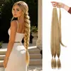 Peluca trenza de coleta auto-enrollable transfronteriza para mujer, coleta de cabello lacio voluminosa, coleta alta de alto volumen