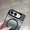 Aplicable a iPhone DUO Color Contrastante Textura de Fibra de Carbono Succión Magnética Funda Protectora Plegable a Prueba de Caídas Apple 18Fold