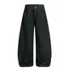Fx088 High Street Americano Retrô High-End Jeans Preto Encerado Design Artesanal Solto Scimitar Masculino e Feminino