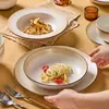 Conjunto Simples de Tigela e Prato Japonês para Uso Doméstico Novas Tigelas e Pratos de Cerâmica Cor Sob Esmalte Alto Aparência Tigela de Arroz Prato de Sopa Prato de Jantar