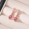 Yuebao Joyería Turmalina Plata de Ley S925 Chapado en Oro Rosa Corte Espiga Pendientes de Gama Alta Nicho Joyería de Plata