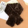 Bufanda con Estampado de Leopardo, Peluche Estilo Coreano, Versátil, Protección contra el Frío Invernal, Piel Sintética de Visón de Alta Gama, Cuello de Piel Cálido, Calentador de Cuello