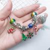 Amazon oferta caliente Navidad pulsera para niños traje hecho a mano DIY cuentas de agujero grande cuentas doradas pulsera caja de regalo