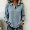 2026 Europa Transfronteiriça Amazon Outono Inverno Comércio Exterior Novo Casual Solto Gola Lapela Botão Cor Sólida Manga Longa Blusa Feminina