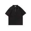 Yidao Vintage 2026 Verano Nuevo Estilo Callejero Japonés Patchwork Media Cremallera Diseño de Solapa Casual Suelta Manga Corta Camiseta para Hombre