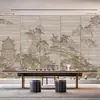 Novo papel de parede mural de conceito artístico estilo chinês de alta qualidade para escritório de chefe, sala de chá, sala de estar, parede de fundo, tecido antigo, papel de parede animado