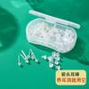 Caja con 2 compartimentos Caja Anillo para Piercing de Oreja Tapa Antiembozos Bastoncillo de Plástico para Oreja Pendientes de Plástico para Mujer Simples Transparentes Invisibles