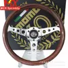 Modificação de carro mais vendida transfronteiriça, volante de 350 MM na cor madeira imitação, moldura galvanizada de 60º aniversário, volante universal de concavidade rasa