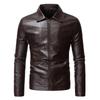 Comercio Exterior Amazon 2020 Nueva Chaqueta con Solapa para Hombre Ajustada Atractiva Chaqueta Casual de Negocios de Piel Sintética para Hombre