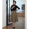 Falda plisada de cintura alta para mujer 2026 Nuevo estilo de otoño Retro francés de longitud media ajustada elegante de color liso falda de línea A