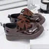 Zapatos de cuero para niña 2026, moño brillante, suela gruesa, suela blanda, versátiles, antideslizantes, estilo princesa, nuevos zapatos de moda de primavera y otoño