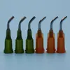 Tornillo asiento plástico acero inoxidable 45 grados aguja curva máquina dispensadora jeringa aguja curva codo aguja boquilla 30 grados 60 grados 90 grados