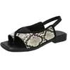 Sandalias de verano de tira trasera de moda para mujer, estilo romano 2025, suela plana, estilo coreano, elásticas, punta cuadrada nueva, para uso en exteriores