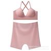Conjunto de Ropa Interior Sexy de Tirantes Cruzados para Mujer Pecho Pequeño Push-up Sin Aro de Acero Espalda Bonita Cojín Fijo Conjunto de Sujetador Deportivo