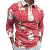Camisa de manga larga para hombre de estilo europeo y americano, nueva para otoño e invierno, con estampado digital navideño, ropa casual y de moda para hombre