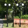 Lámpara de patio de doble cabeza 3,2 m 3 cabezas 5 cabezas esférica exterior parque comunitario luz de paisaje jardín farola ultra brillante estilo europeo