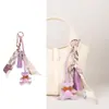 Novo Lenço de Seda de Moda de Luxo Borla de Couro Pingente de Coração Ornamento Tecido para Bolsa Chaveiro de Carro