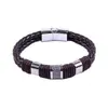 Moda Transfronteriza Pulsera de Cuero para Hombre Pulsera de Personalidad Retro de Moda Pulsera Tejida a Mano de Aleación con Hebilla Magnética Venta al por Mayor