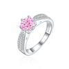 Anillo de plata esterlina de seis garras de 1.2 ct con nudo de boda, tesoro de color, diamante cuadrado talla Flor de Hielo, alta sensación 7*7 diamante de alto carbono, anillo de plata S925 para mujer