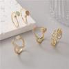 Anillo ajustable con apertura en forma de pera, con forma de estrella, luna y circón, chapado en cobre de alta retención de color, oro real de 14 k, gota de agua