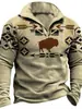 Nuevo suéter casual de moda para hombre con cremallera a la mitad, estampado digital 3D, transfronterizo europeo y americano, nuevo de comercio exterior 2024
