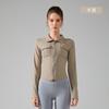 Gran Venta Solapa Bolsillo Delgado Manga Larga Ropa de Yoga Cremallera Frontal Tops Deportivos Ajustados Ropa para Correr Fitness Top Mujer