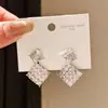 Pendientes de plata con forma de diamante de circón de lujo, simples y elegantes para ir al trabajo, pendientes versátiles de moda nicho para mujer