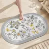 Tapete de Chão de Silicone com Desenho de Flores e Lama Diatomácea, Tapete de Chão de Banheiro, Tapete Antiaderente para Porta de Banheiro, Tapete de Chão para Porta de Entrada, Almofada de Pé Resistente ao Desgaste