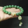 Raiz de Bodhi Verde DIY Bracelet Torrado em Carvão Gato Seis Caracteres Mantra 10mm Raiz de Bodhi Pulseira Unissex Contas de Oração Atacado