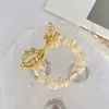 Elástico de cabelo coreano com laço de cristal, scrunchie, cor de primavera, cor de café, elástico elegante, acessório de cabelo doce e simples