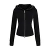 Sudadera con capucha de terciopelo nueva para Otoño e Invierno para mujer, estilo americano, ajustada, deportiva, manga larga, cárdigan, top corto sexy