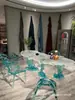 Mesa de Centro de Té de Cristal Transparente Islandia Resina Mesa Iceberg de Lujo Ligero Mesa de Café Acrílico Ondas de Agua de Moda Mesa de Té Glaciar