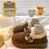 Zapatos de mujer de suela gruesa, totalmente cerrados, estilo Birkenstock, nueva colección de invierno 2026, mocasines forrados de felpa, sin cordones, botas de nieve peludas
