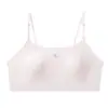Ropa interior de desarrollo para niñas de secundaria y preparatoria, Camisola de algodón sin costuras con copas fijas para la pubertad