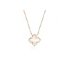Collar de Trébol de la Suerte de Plata S925 para Niñas Lujo Ligero Exquisito Colgante de Flor de Ágata Malaquita Regalo de San Valentín