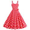 Comércio Exterior Transfronteiriço Nova Roupa Feminina Sexy Alças Finas Peito Amarrado Estampa de Bolinhas Cinto Vestido Retrô Amazon Venda Quente