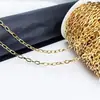 Corrente de aço titânio DIY ouro real de forno 18k corrente retangular de fio plano 4mm corrente cruzada calandrada acessórios para pulseira e colar