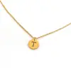 Collar con Colgante de Alfabeto de Acero Inoxidable 26 Letras, Cadena para Clavícula, Pieza Redonda Chapada al Vacío en Oro de 18 Quilates, Colgante de Acero de Titanio de Moda, Superventas Transfronterizo