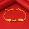 Pulsera de oro de Vietnam para mujer, pulsera de latón dorado con flores y peces de amor, versión ancha para hombre, cadena de reloj