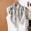 Pañuelo Cuadrado de Doble Cara con Patrón de Espiga Bicolor para Mujer, Primavera y Verano, Lujo Ligero, Versátil, Adecuado para Ir al Trabajo, Pañuelo Pequeño Elegante y con Estilo para Mujer