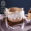 Decoraciones para bolsa de dulces europea y americana encaje de lino mini moño novia novio ceremonia de boda bolsa de azúcar hecha a mano