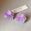 Clip de Oreja Colorido Dopamina Mismo que Yu Shuxin para Mujer Primavera y Verano Cuentas de Arroz Degradado Color de Contraste Flor Pendientes Dulces