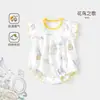 Ropa de Bebé Verano Mameluco para Bebé Mono Mameluco Triangular Algodón Puro Delgado Manga Corta Atuendo de Verano Traje para Gatear Pijama