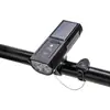 Nova luz dianteira solar com 4 LEDs, recarregável, display digital e alto-falante, com porta Tipo-C e sensor de luz inteligente para ciclismo noturno