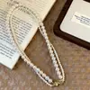 Collar de Perlas de Doble Fila con Lazo para Mujer, Estilo Ins Sencillo y Elegante, Collar de Perlas Redondas de Vidrio Estilo Hada Francesa Femenino