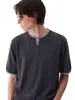 Camiseta de Punto de Manga Corta con Cuello en V Falsa de Dos Piezas Estilo Old Money para Hombres y Mujeres, Verano Cleanfit Simple Estilo Perezoso Camiseta Regular de Hombro para Viajar al Trabajo