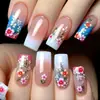 Parches de Arte para Uñas con Patrón de Flores y Plantas Nuevos de Primavera y Verano, Parches de Arte para Uñas Multicolores Brillantes Mixtos, Arte para Uñas Desmontable