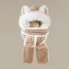 Nuevo Gorro de Peluche Grueso Lindo de Invierno, Bufanda de Oso Lindo, Guantes, Tres en Uno para Ciclismo, Protección Cálida para los Oídos para Mujeres