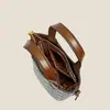 Bolsos de Mano Retro Europeos y Americanos de Venta Caliente Transfronterizos, Bolso de Mano Tipo Cesta Bordado de Lujo Ligero, Bolso de Hombro y Cruzado de Gran Capacidad con Bloques de Color